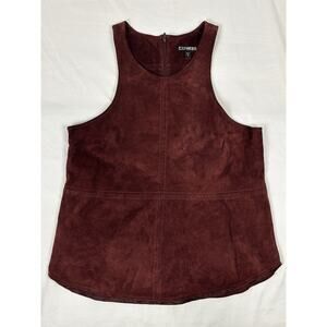 Express Burgundy Leather High Neck Sleeveless Tank Top Lined Sz S Boho Festival